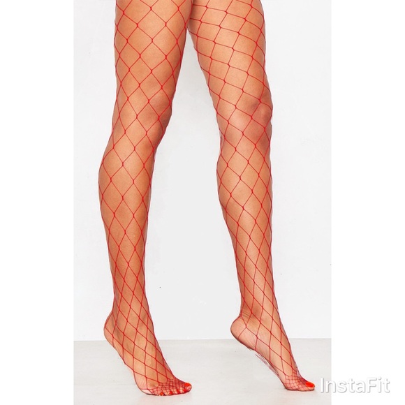 ❄️3 Piece Fishnet Pantyhose Set Black White Red❄️ - Picture 6 of 8